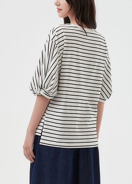 橫紋扭結縮口孕哺上衣