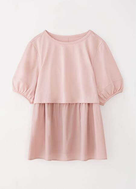 異材質拼接傘襬孕哺上衣