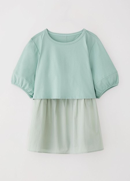 異材質拼接傘襬孕哺上衣