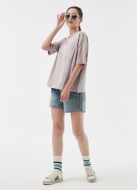 異材質拼接口袋上衣