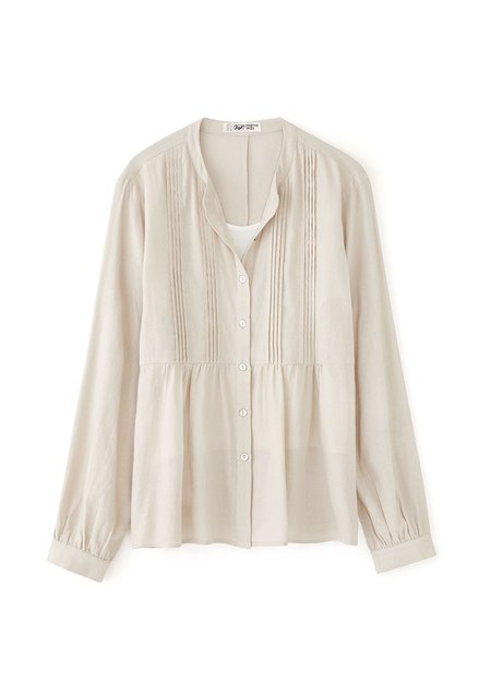 氣質壓褶剪接孕哺襯衫(兩穿)