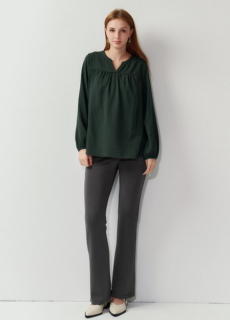 小V領細褶孕哺上衣