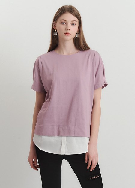 棉質假兩件孕哺上衣