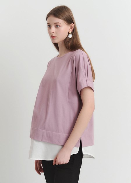 棉質假兩件孕哺上衣