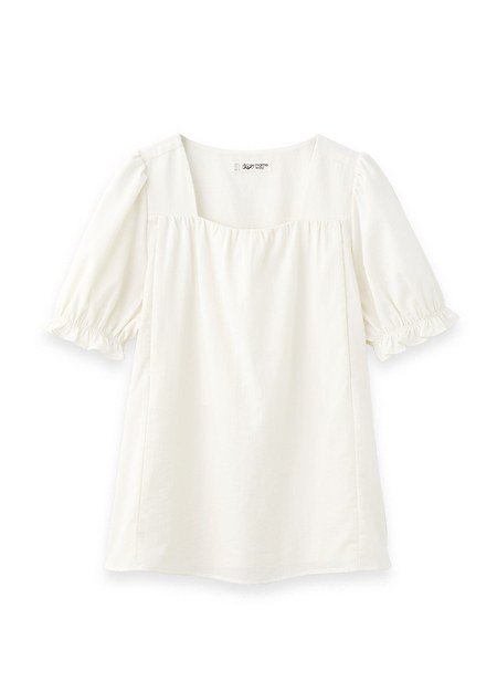 優雅方領蓬袖孕哺上衣