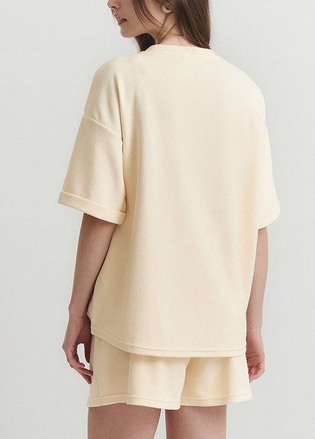 華夫格休閒寬版孕哺上衣