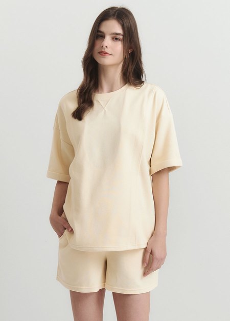 華夫格休閒寬版孕哺上衣