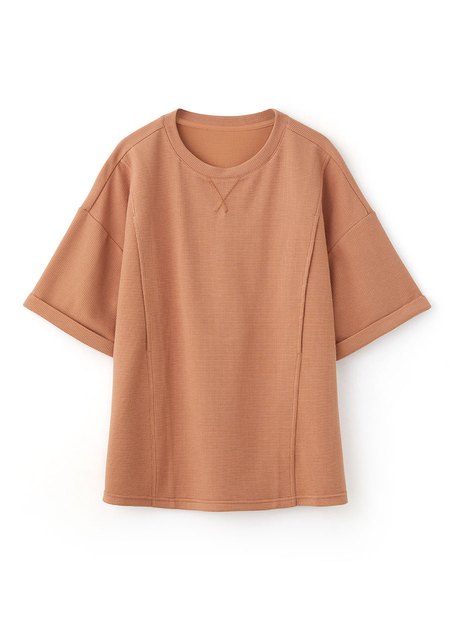 華夫格休閒寬版孕哺上衣