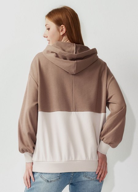 撞色拼接連帽孕哺上衣