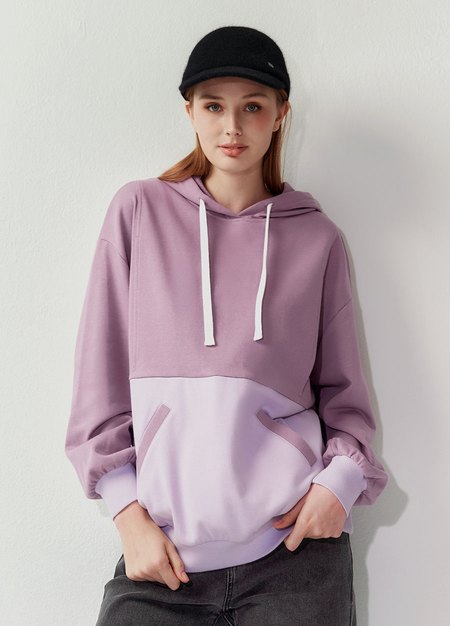 撞色拼接連帽孕哺上衣