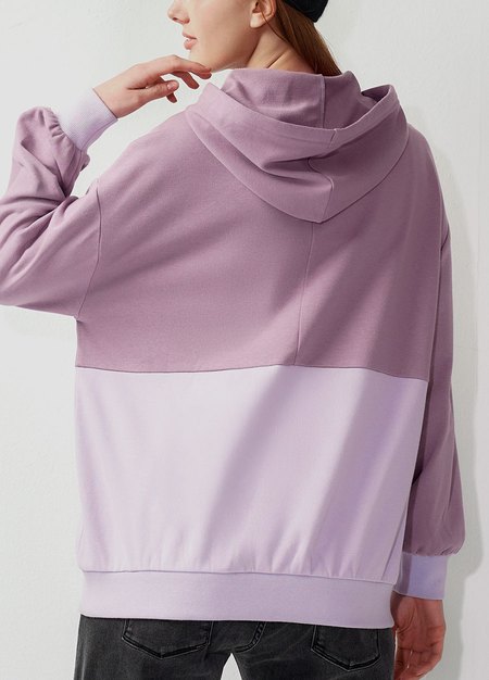撞色拼接連帽孕哺上衣