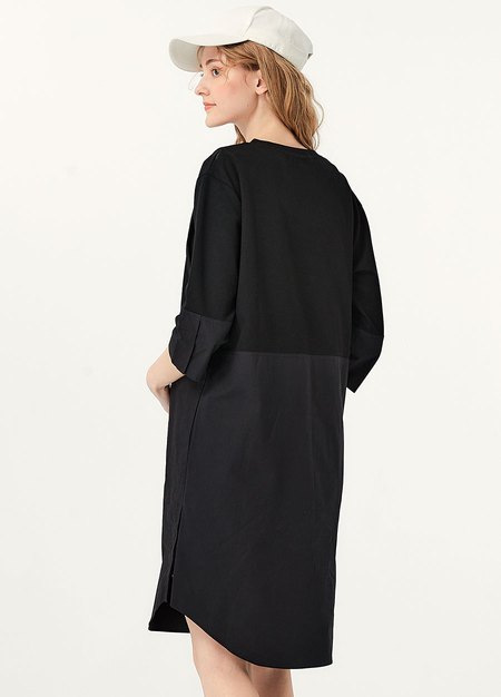 異材質拼接孕哺洋裝