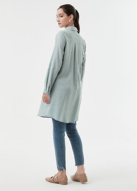 簡約亞麻襯衫孕哺洋裝