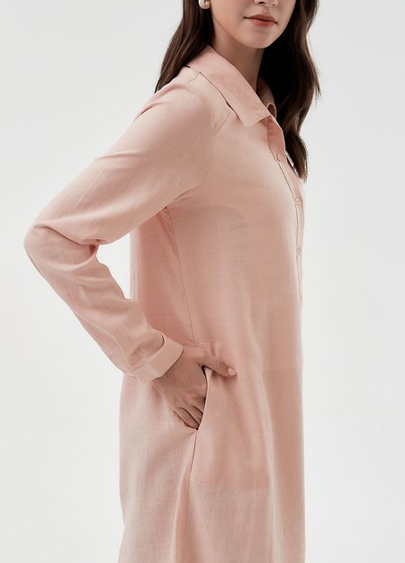 簡約亞麻襯衫孕哺洋裝