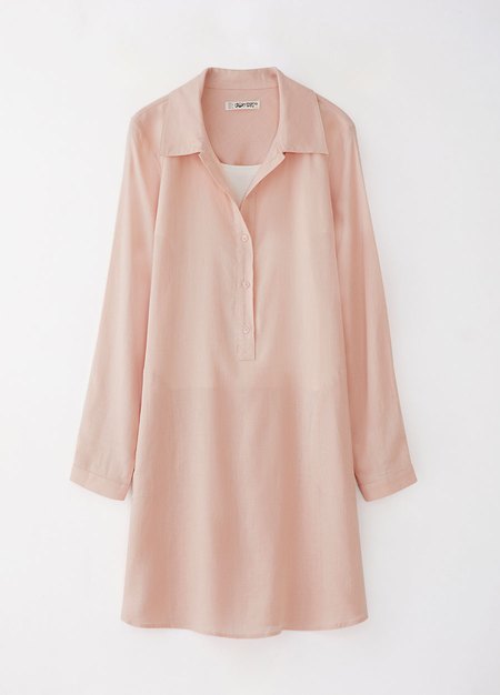 簡約亞麻襯衫孕哺洋裝