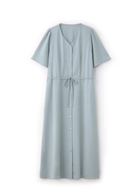 優雅V領荷葉袖孕哺洋裝