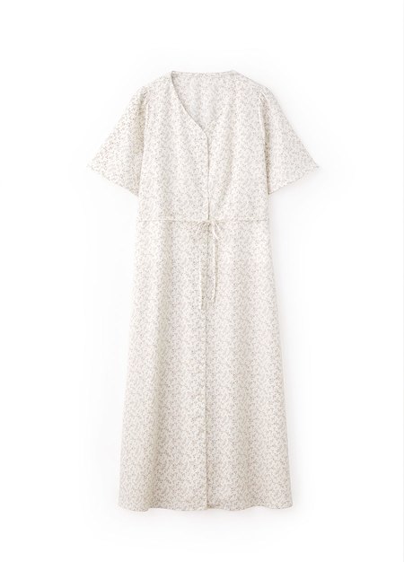 優雅V領荷葉袖孕哺洋裝