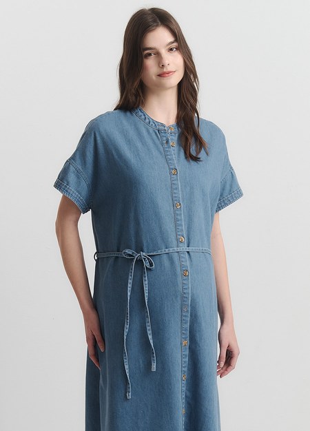 水洗牛仔襯衫孕哺洋裝(兩穿)