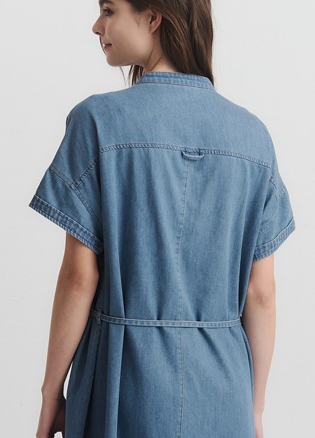 水洗牛仔襯衫孕哺洋裝(兩穿)