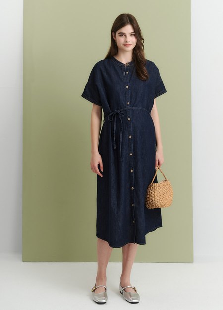 水洗牛仔襯衫孕哺洋裝(兩穿)