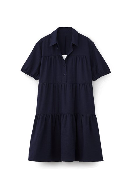 襯衫領蛋糕裙孕哺洋裝