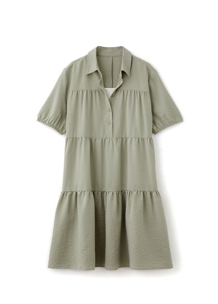 襯衫領蛋糕裙孕哺洋裝