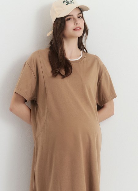 棉質假兩件孕哺洋裝