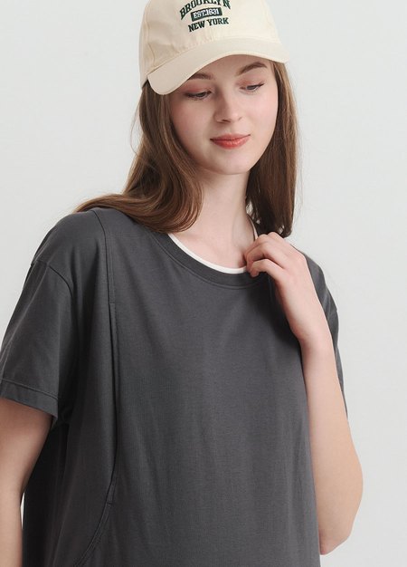 棉質假兩件孕哺洋裝