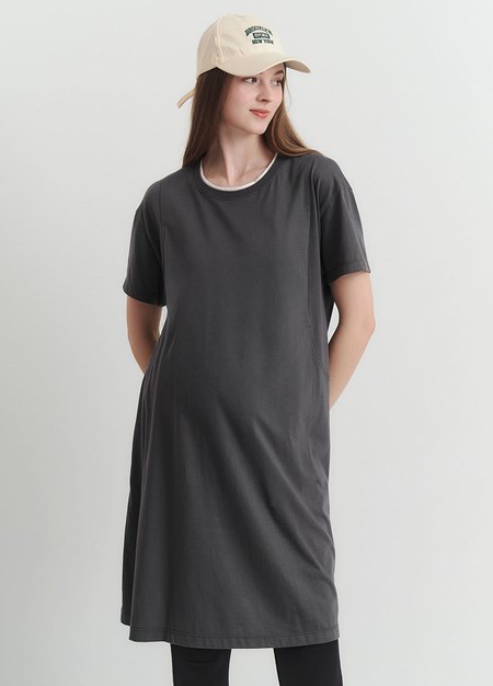 棉質假兩件孕哺洋裝