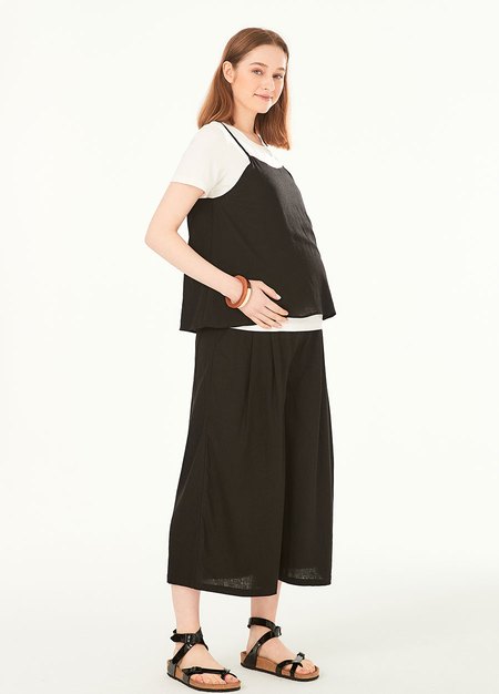 混麻垂墜孕婦寬褲