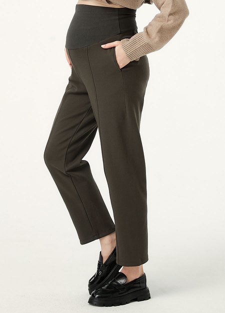 彈力壓線上班孕婦褲