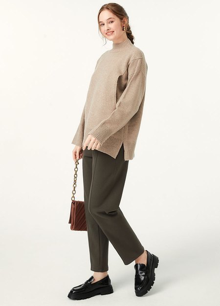 彈力壓線上班孕婦褲