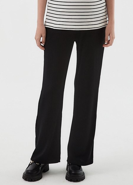  垂墜細褶直筒孕婦寬褲