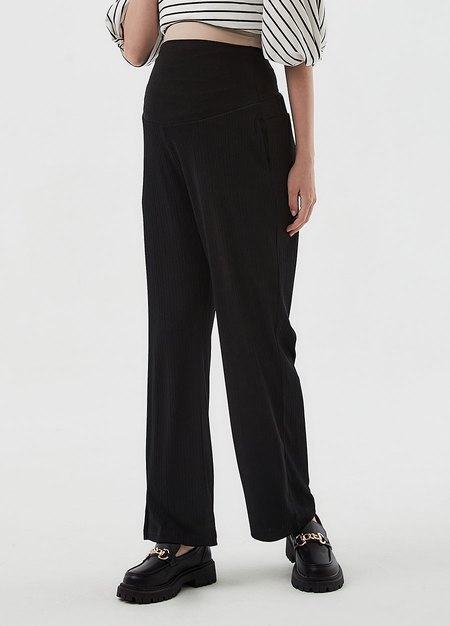  垂墜細褶直筒孕婦寬褲