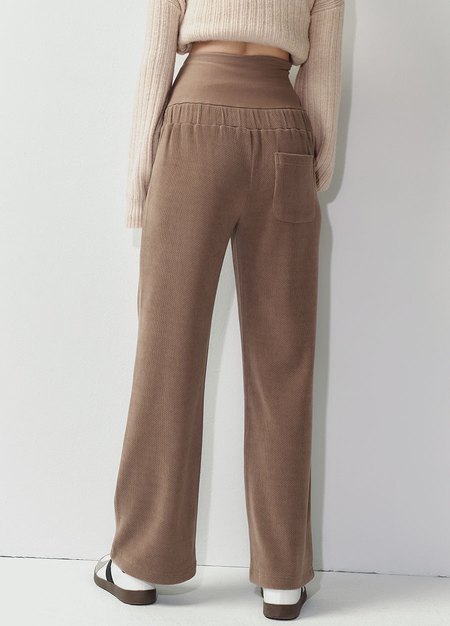 薄燈芯絨直筒孕婦寬褲