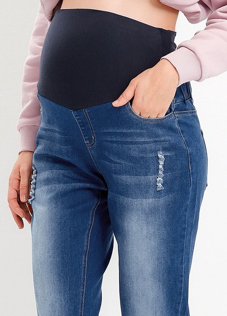 Boyfriend刷破牛仔孕婦褲