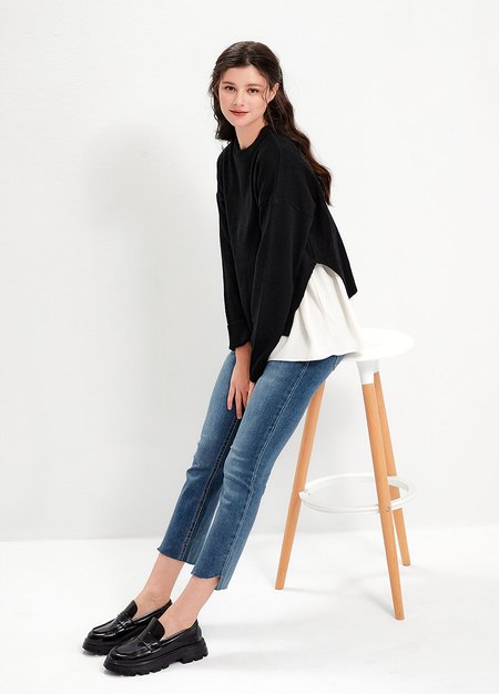 不規則修身九分牛仔孕婦褲