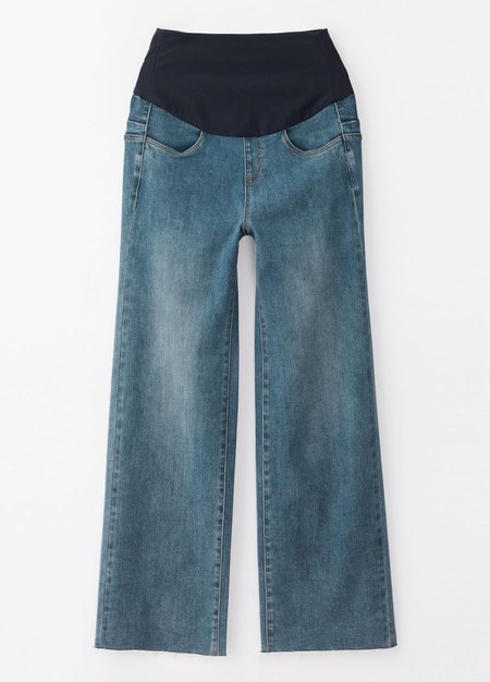 俐落修身牛仔孕婦寬褲