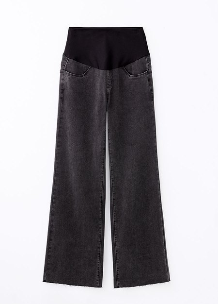 俐落修身牛仔孕婦寬褲