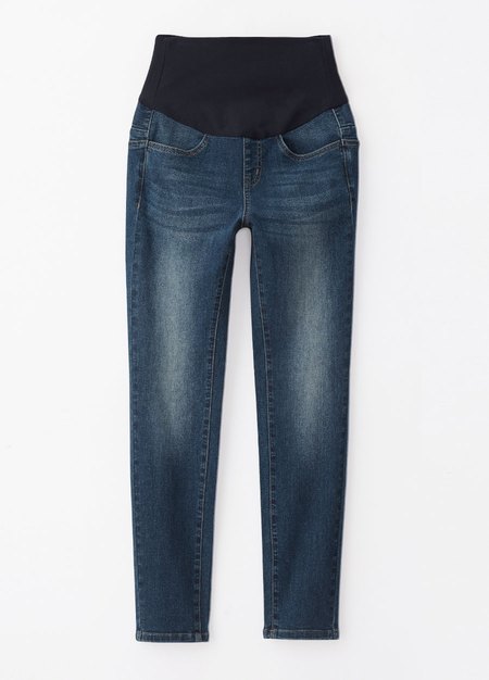 水洗刷色彈性牛仔孕婦褲