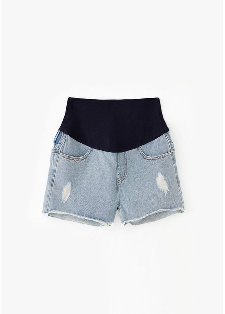 雪花抽鬚牛仔孕婦短褲