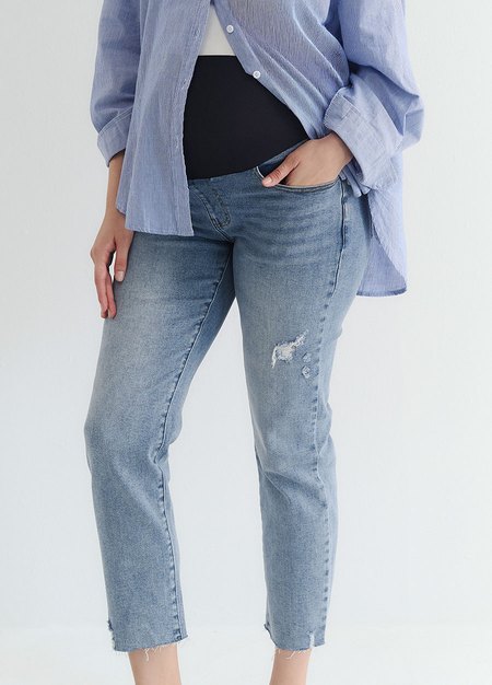 修身男友牛仔孕婦褲