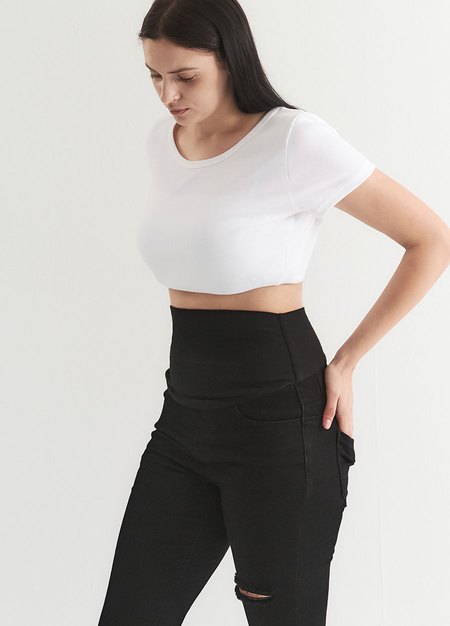 彈力顯瘦割破牛仔孕婦褲