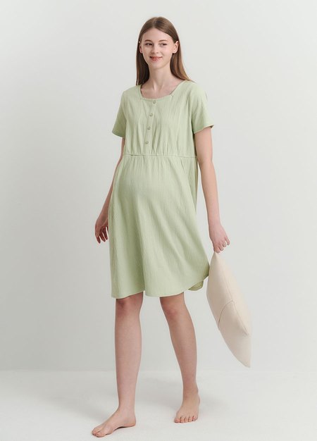 棉質泡泡孕哺居家洋裝