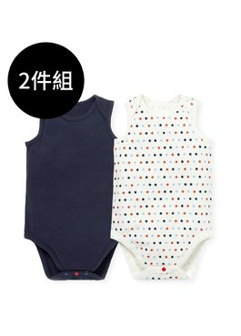 BABY Q彈棉質無袖包屁衣(2入)-星星