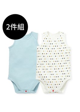 BABY Q彈棉質無袖包屁衣(2入)-星星