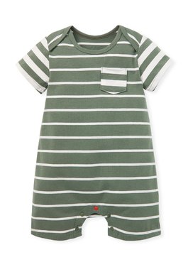 BABY 棉質條紋拼接連身包屁衣