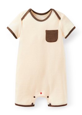 BABY Q彈棉質連身包屁衣 - 米色