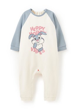 BABY迪士尼毛圈長袖連身衣-桑普兔 - 灰藍