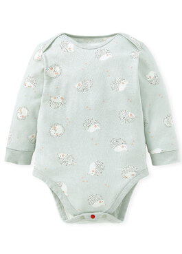 BABY Q彈棉質長袖包屁衣-刺蝟寶寶 - 灰藍